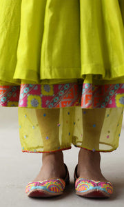 Rasbhari Set- Teal Blue chanderi double layered anarkali with hand embroidered pants and dupatta (set of 4)