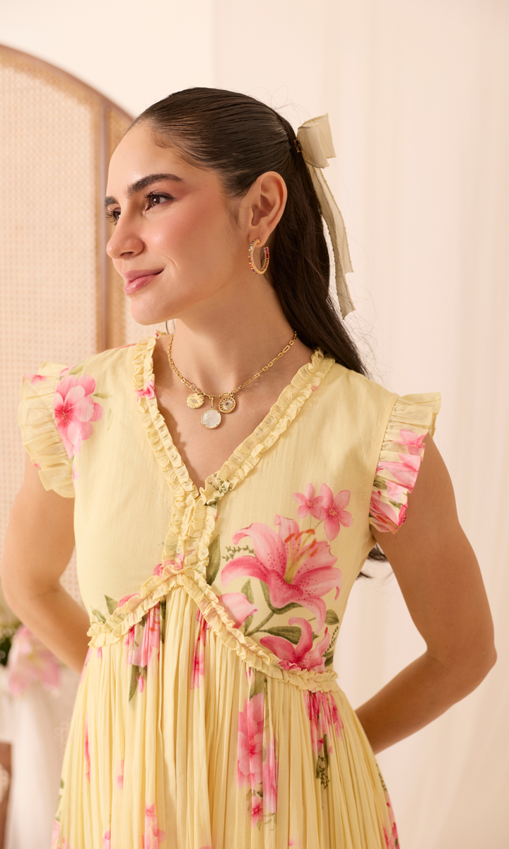 Paloma- Digitally printed Mulmul double layered dress