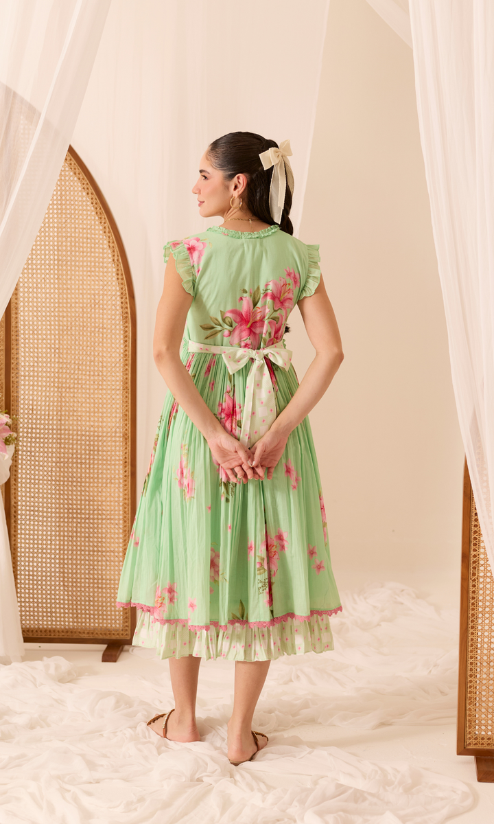 Paloma- Digitally printed Mulmul double layered dress