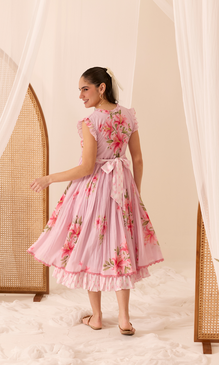 Paloma- Digitally printed Mulmul double layered dress