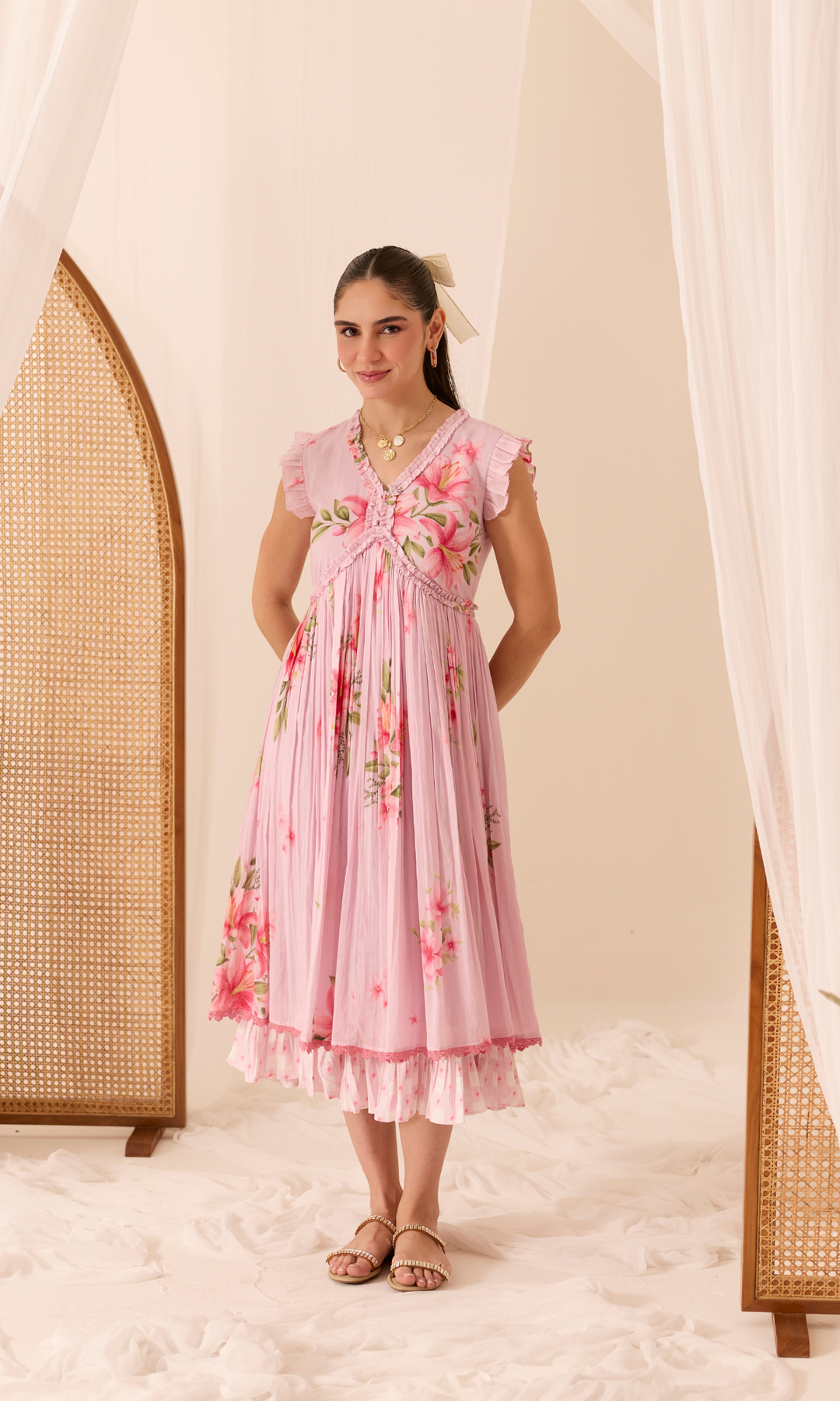 Paloma- Digitally printed Mulmul double layered dress