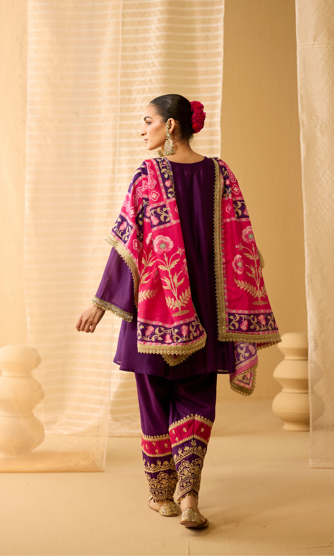 Roya Set- Chanderi Embroidered Kurta & Salwar with a Floral Dupatta (set of 3)