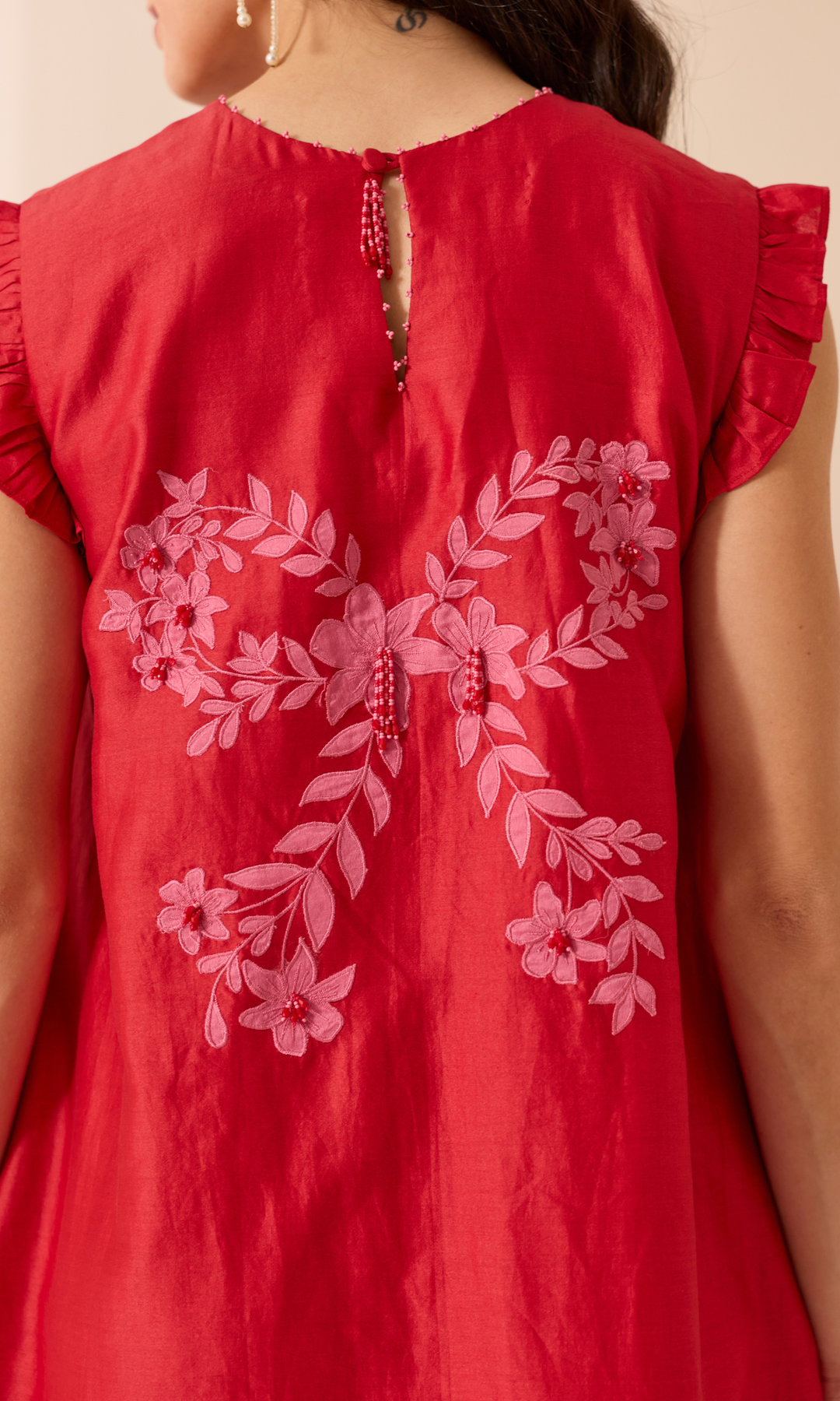 Aster- Chanderi double layered dress with appliqué work