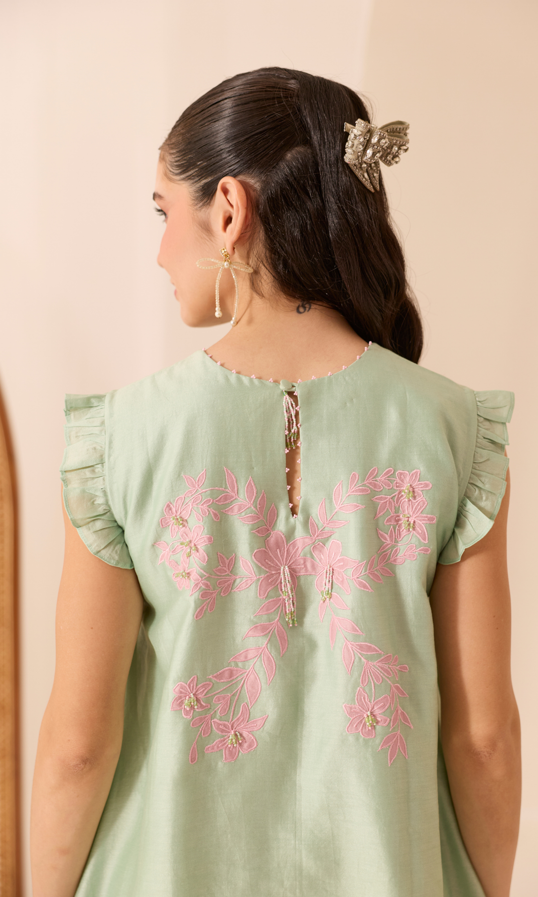 Aster- Chanderi double layered dress with appliqué work
