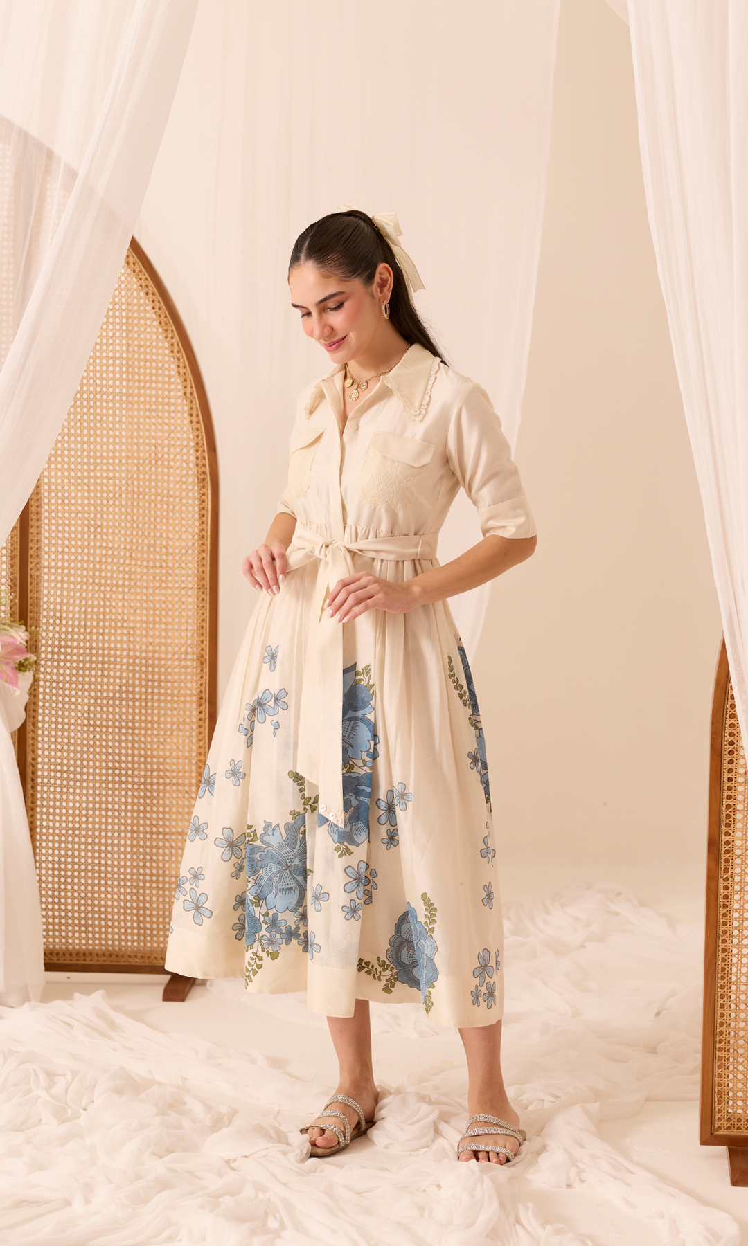 Dahlia- Block Printed Chanderi Dress