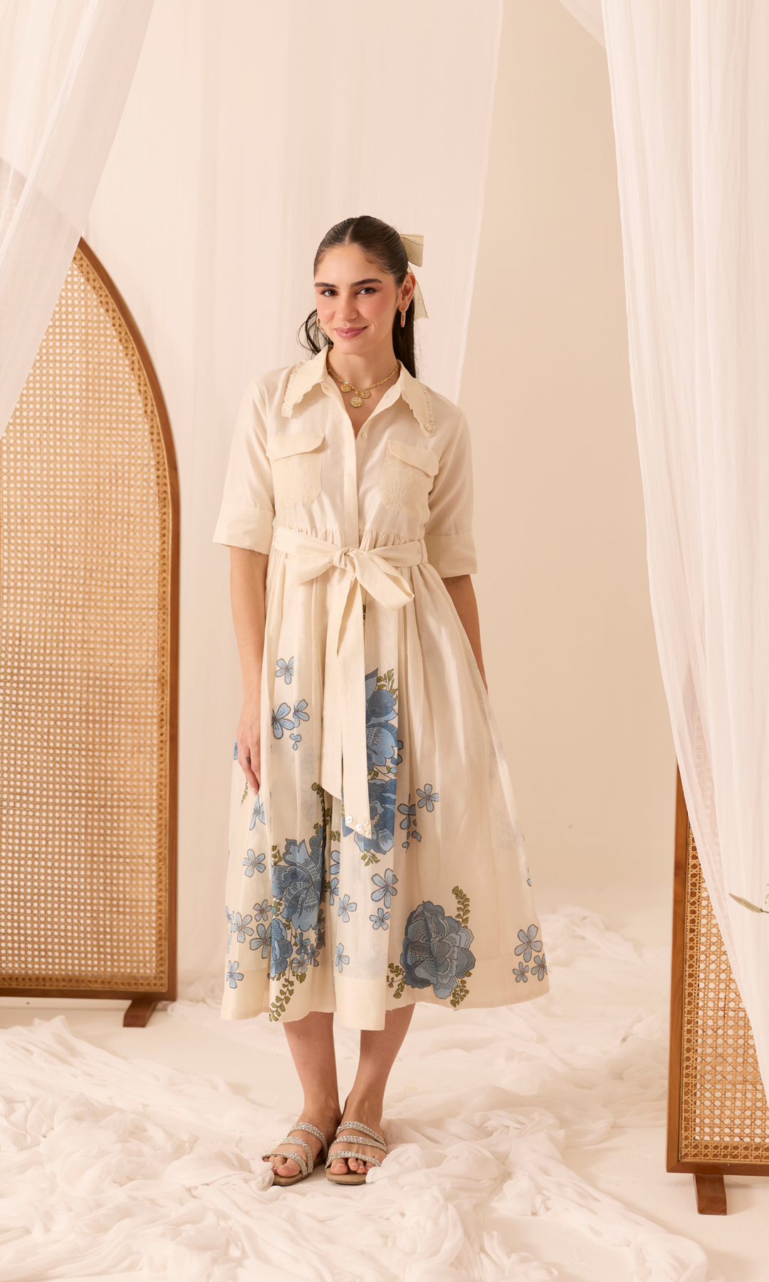 Dahlia- Block Printed Chanderi Dress
