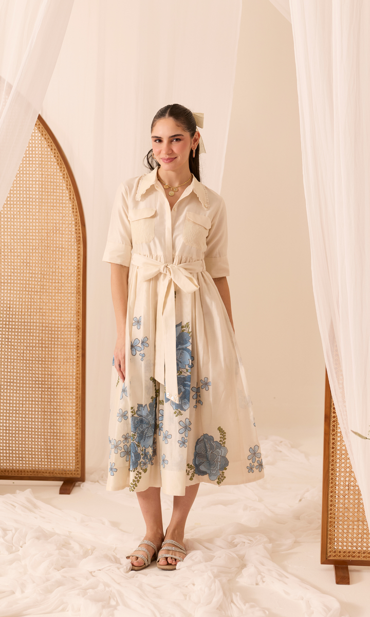 Dahlia- Block Printed Chanderi Dress