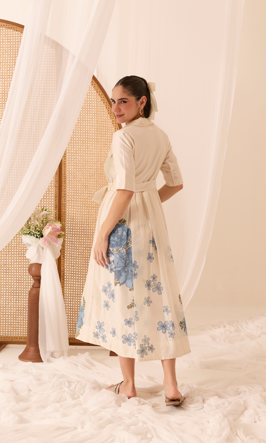 Dahlia- Block Printed Chanderi Dress
