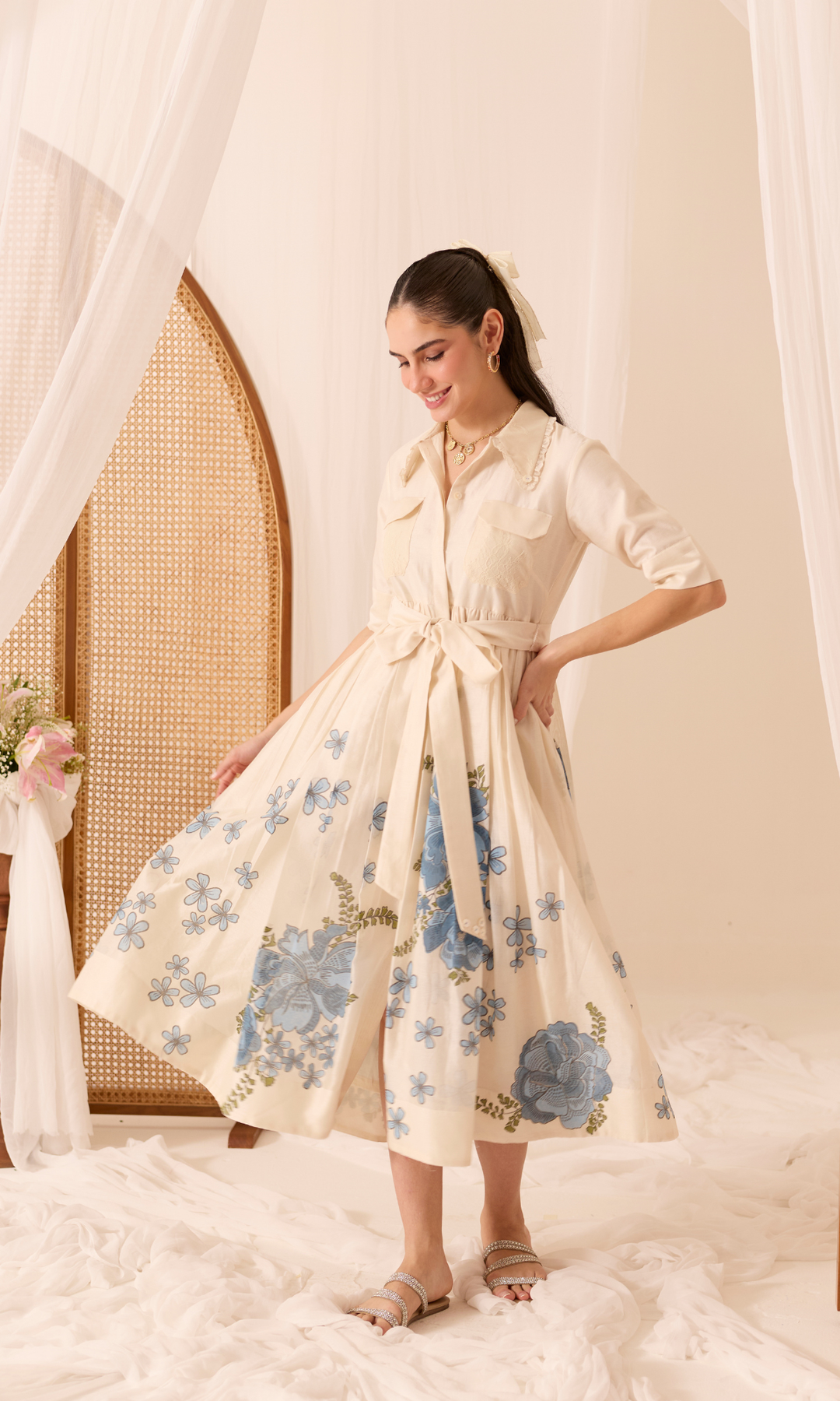 Dahlia- Block Printed Chanderi Dress