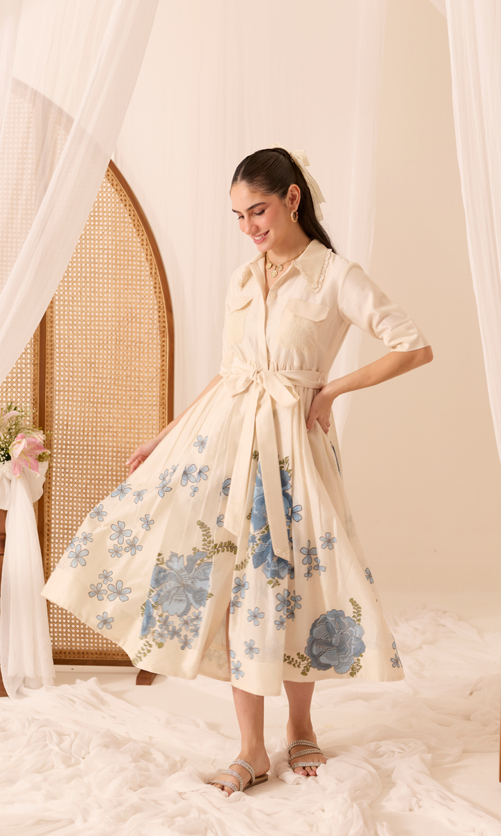 Dahlia- Block Printed Chanderi Dress
