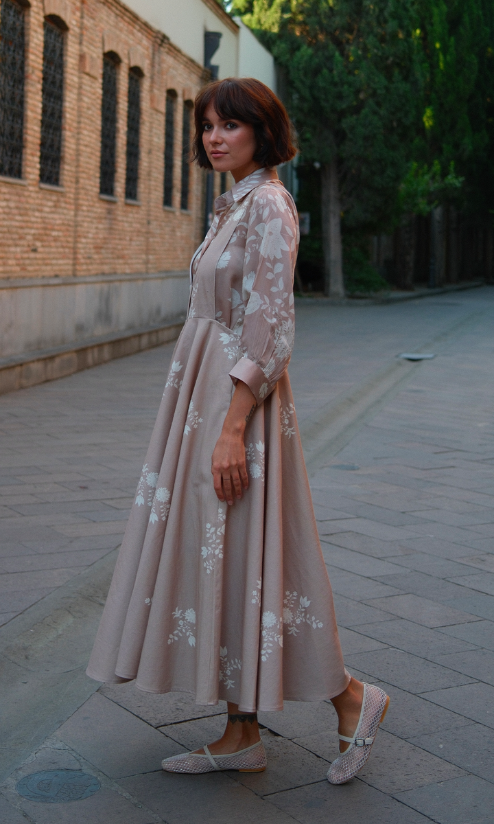 Juniper- Twill dress with digitally printed shirt
