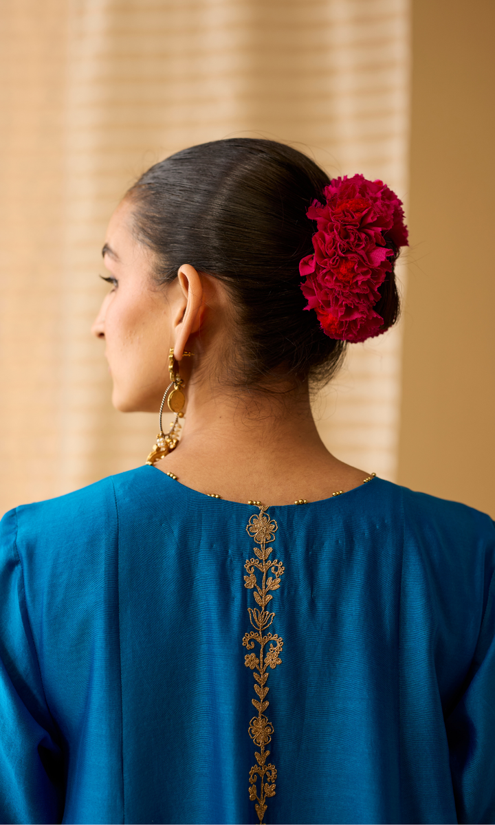 Soraya Set- Chanderi Embroidered Kurta with Tissue Pants