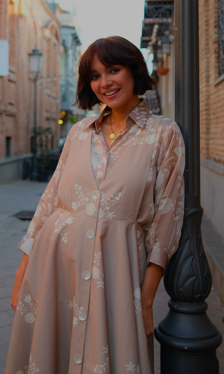 Juniper- Twill dress with digitally printed shirt