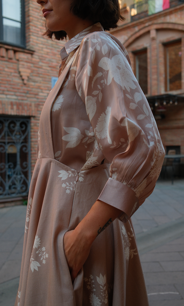 Juniper- Twill dress with digitally printed shirt
