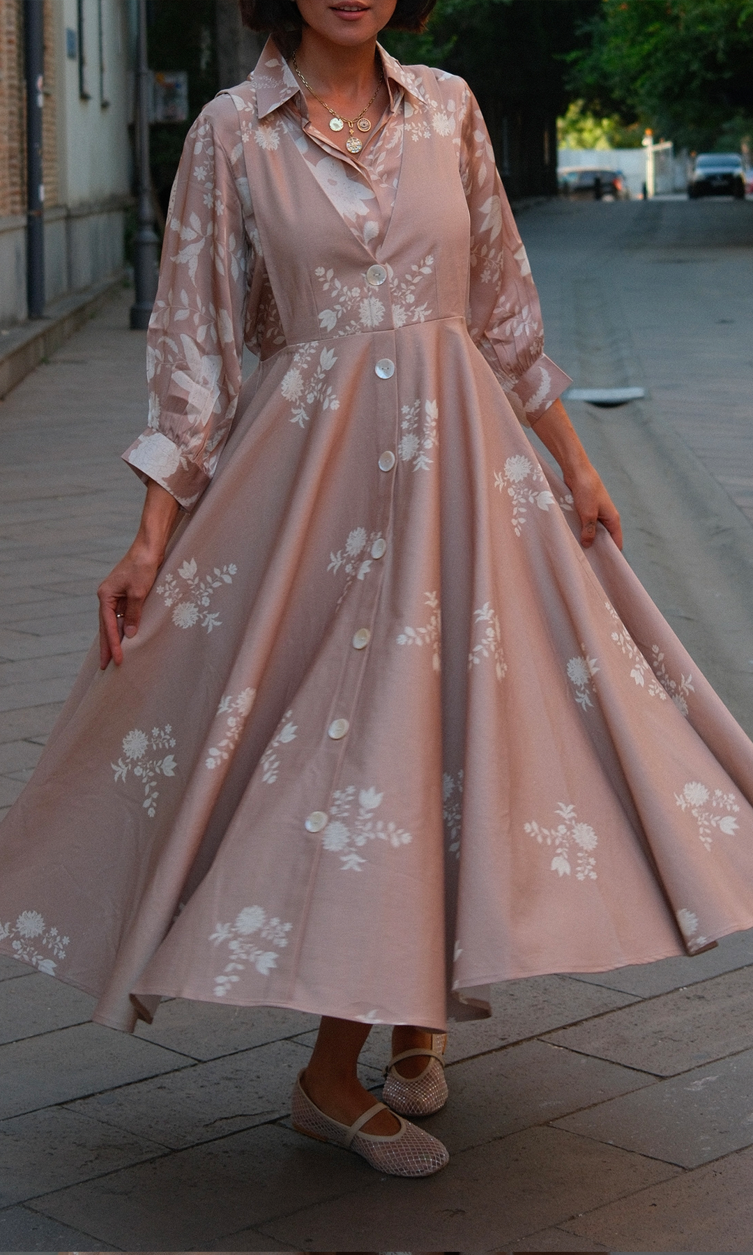 Juniper- Twill dress with digitally printed shirt