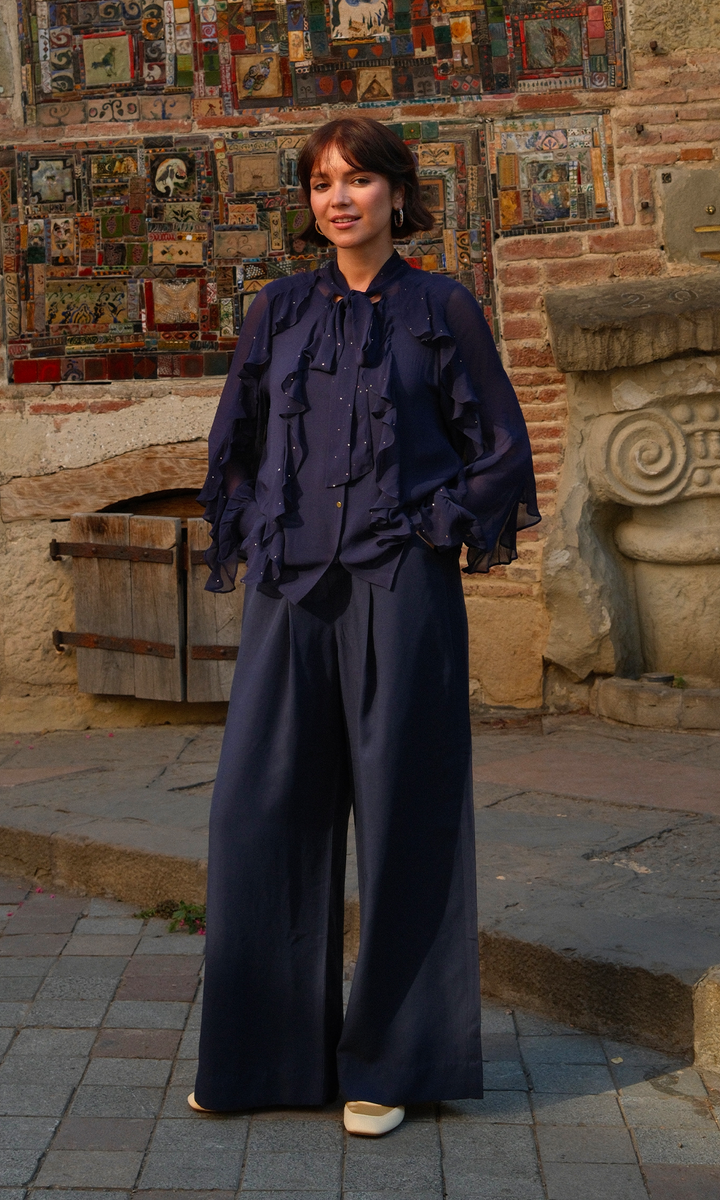 Freya- Georgette frill Shirt with Modal Pants