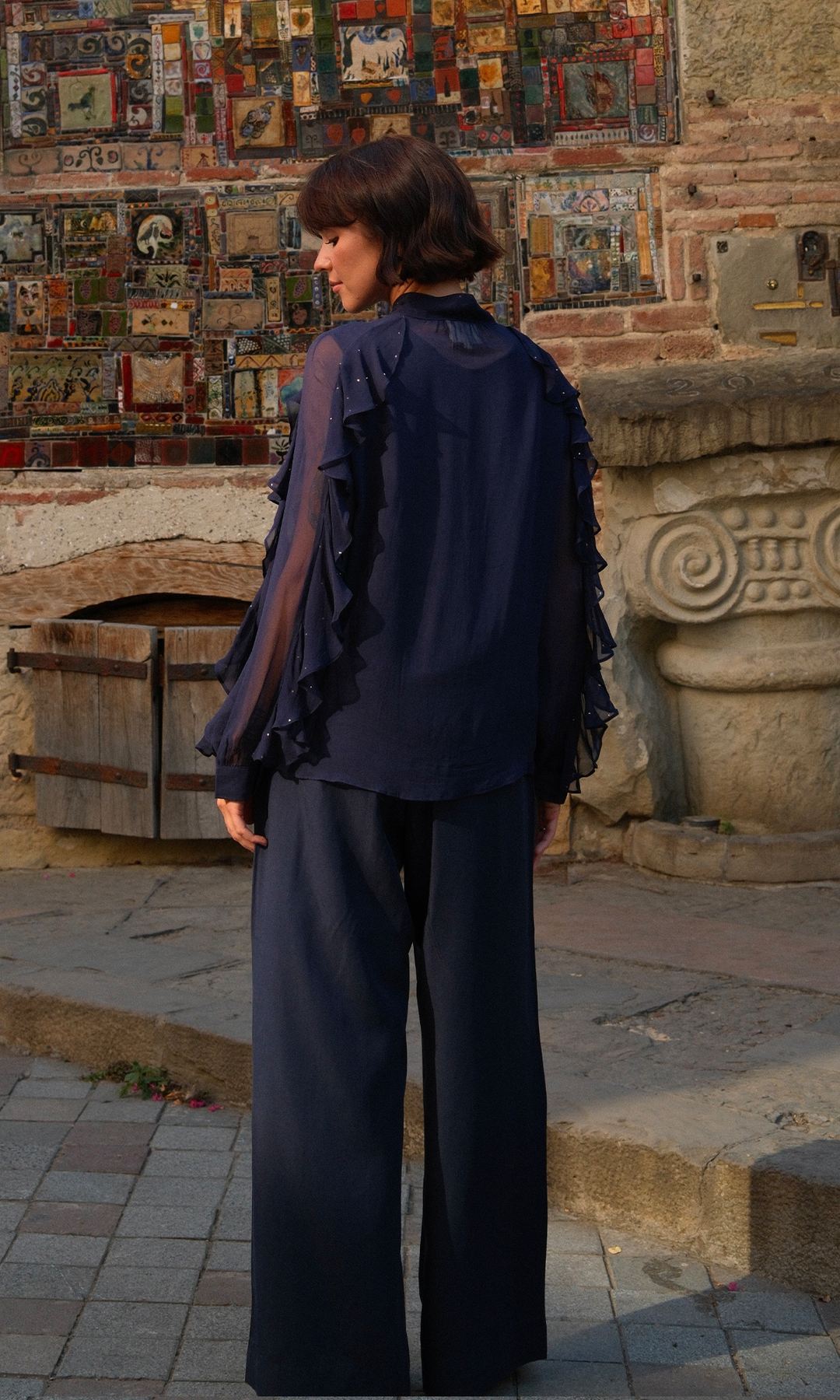Freya- Georgette frill Shirt with Modal Pants