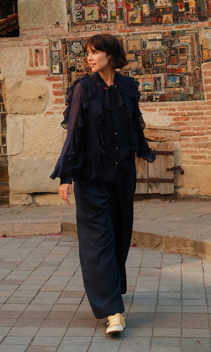 Freya- Georgette frill Shirt with Modal Pants