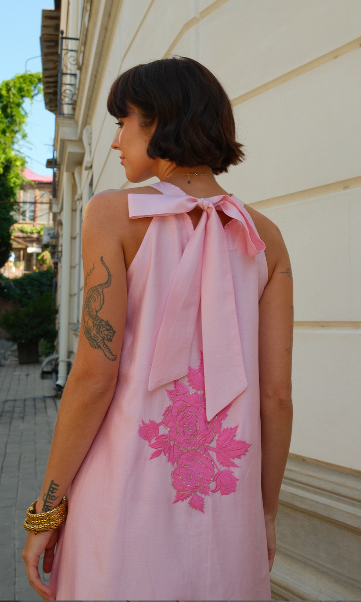 Iris- Chanderi Maxi dress with appliqué work