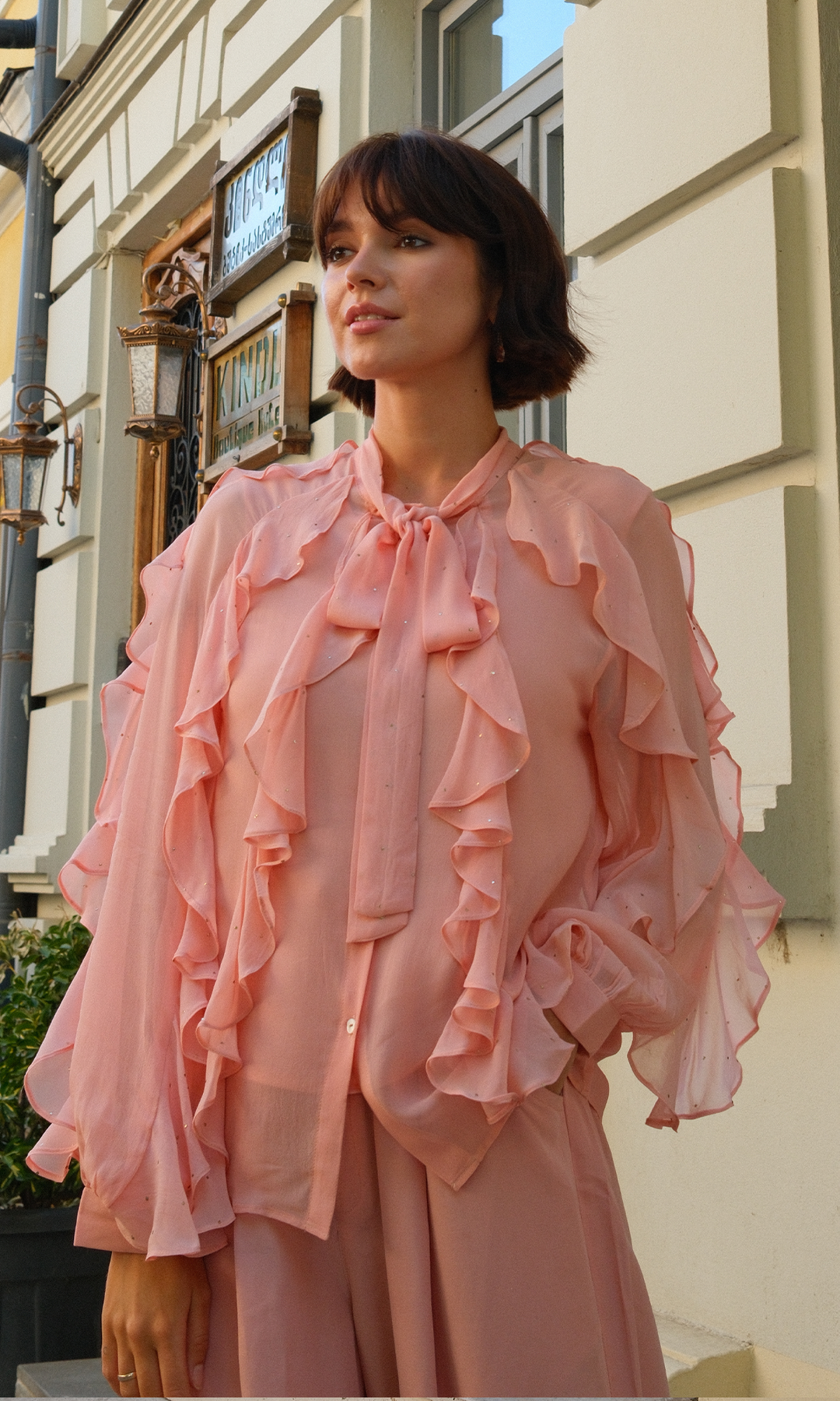 Freya- Georgette frill Shirt with Modal Pants