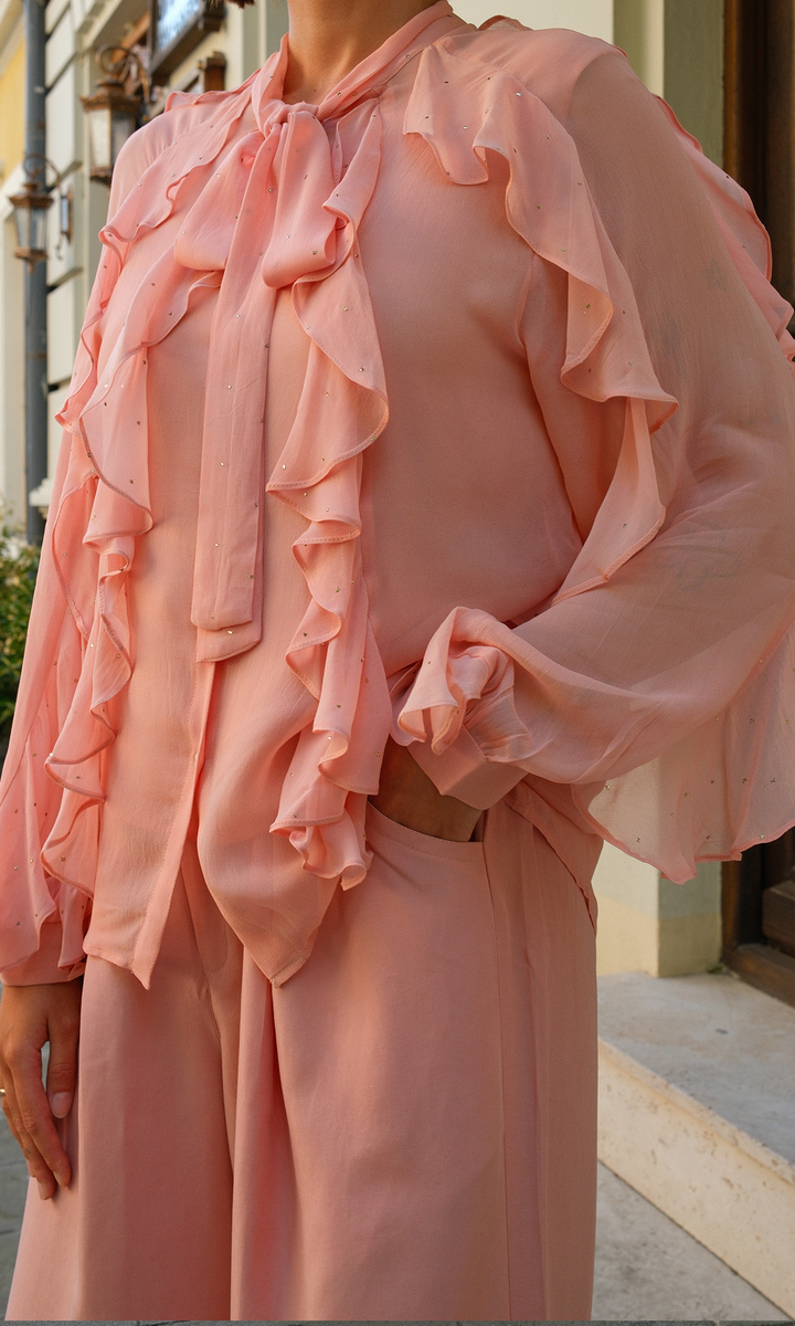 Freya- Georgette frill Shirt with Modal Pants