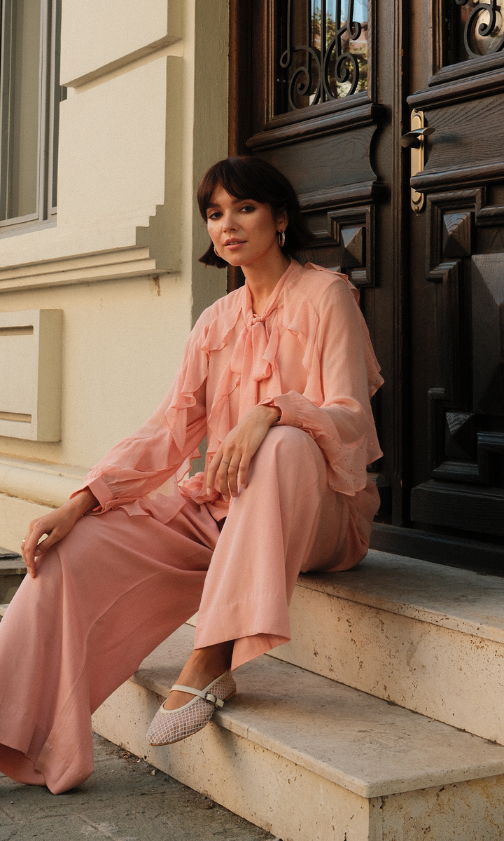 Freya- Georgette frill Shirt with Modal Pants