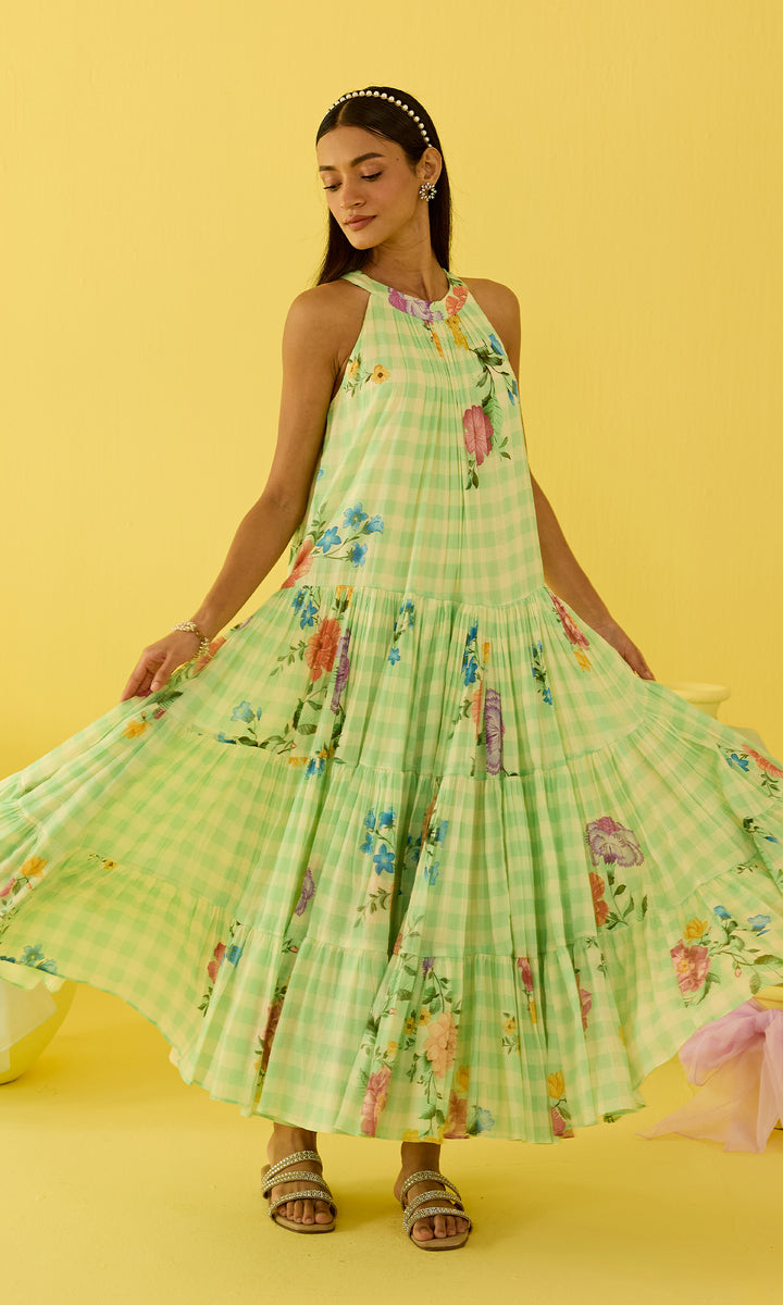 Harper- Digital floral printed Mulmul dress