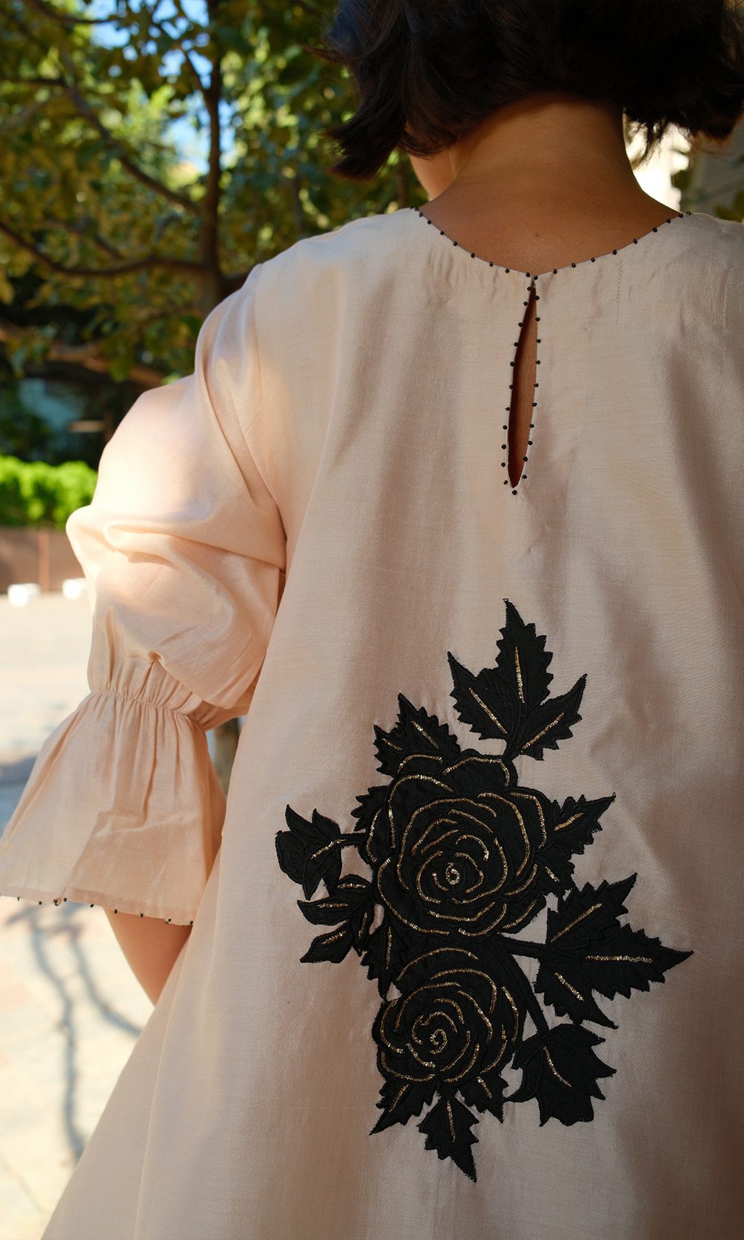 Celeste- Chanderi double layered dress with appliqué work