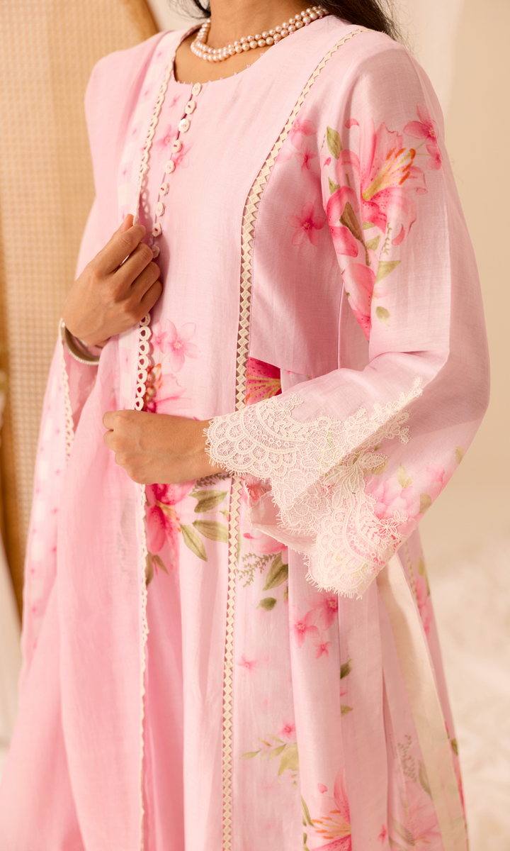 Ameera Set- Digitally Printed Chanderi Floral Kurta (set of 3)