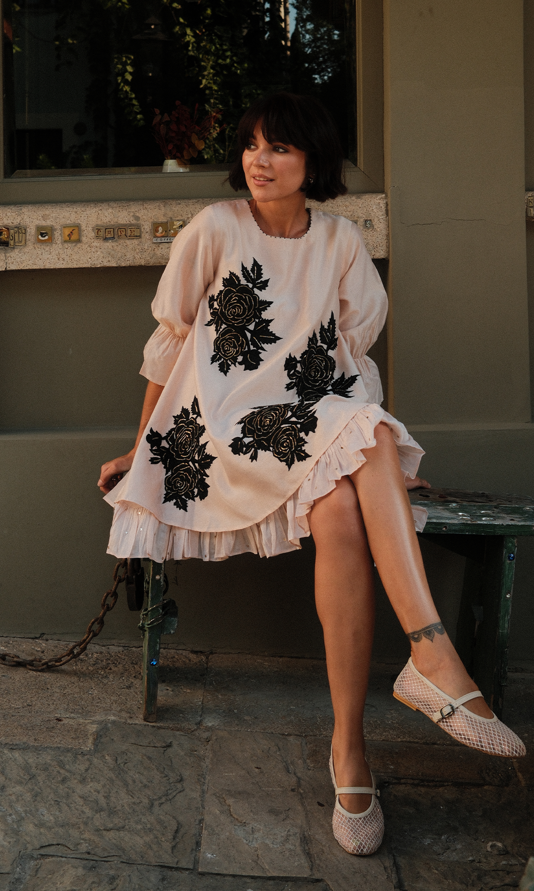 Celeste- Chanderi double layered dress with appliqué work