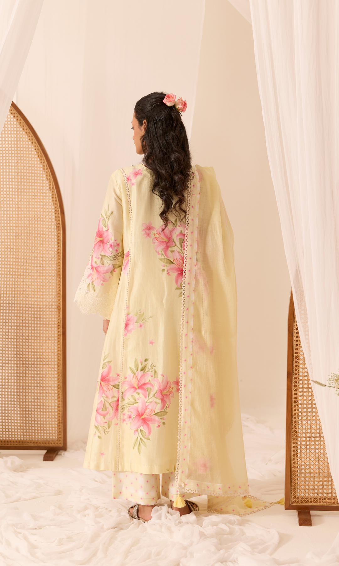 Ameera Set- Digitally Printed Chanderi Floral Kurta (set of 3)