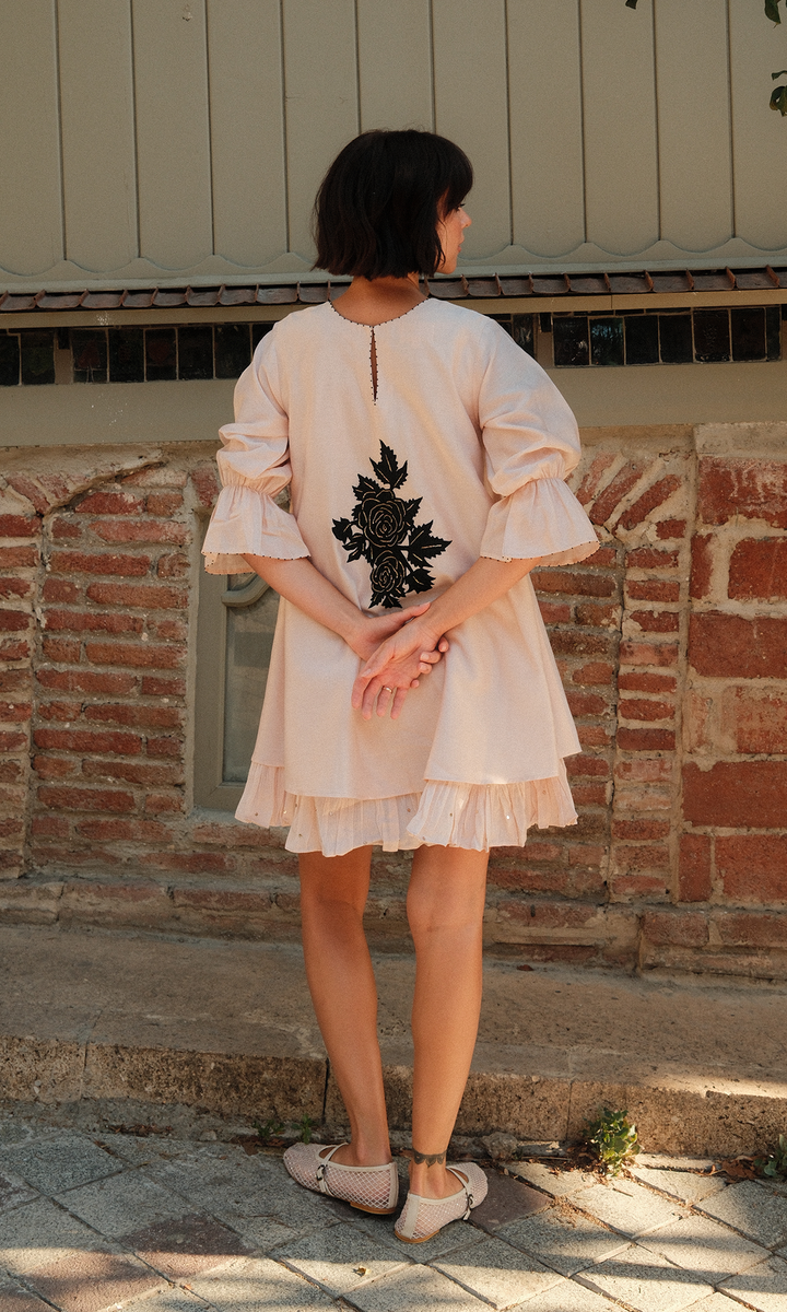 Celeste- Chanderi double layered dress with appliqué work