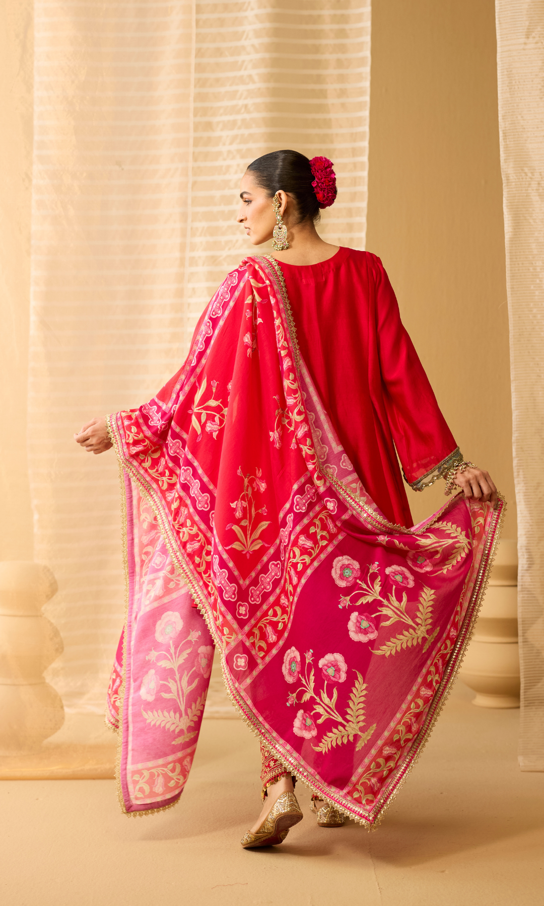 Roya Set- Chanderi Embroidered Kurta & Salwar with a Floral Dupatta (set of 3)