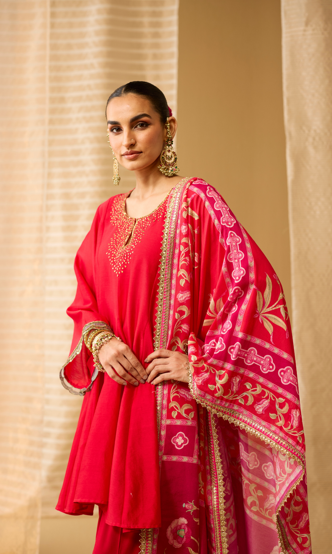 Roya Set- Chanderi Embroidered Kurta & Salwar with a Floral Dupatta (set of 3)