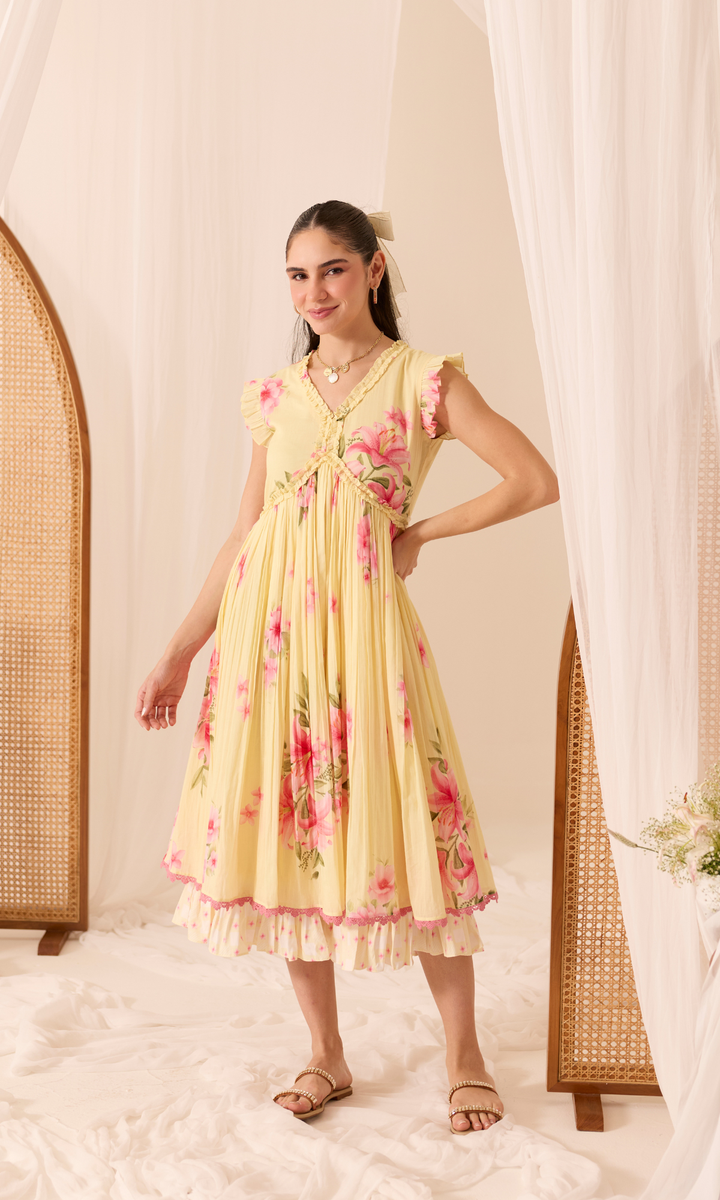 Paloma- Digitally printed Mulmul double layered dress