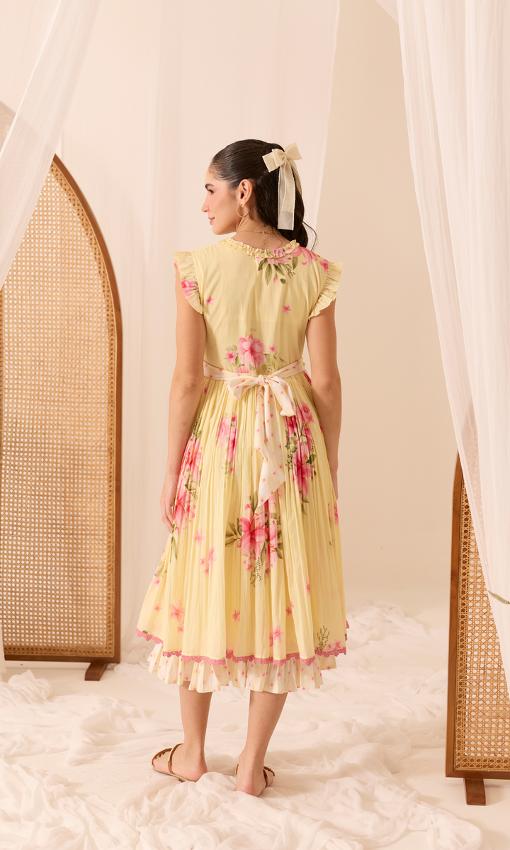 Paloma- Digitally printed Mulmul double layered dress