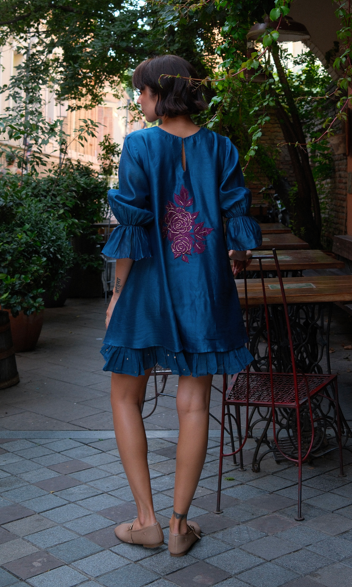 Celeste- Chanderi double layered dress with appliqué work