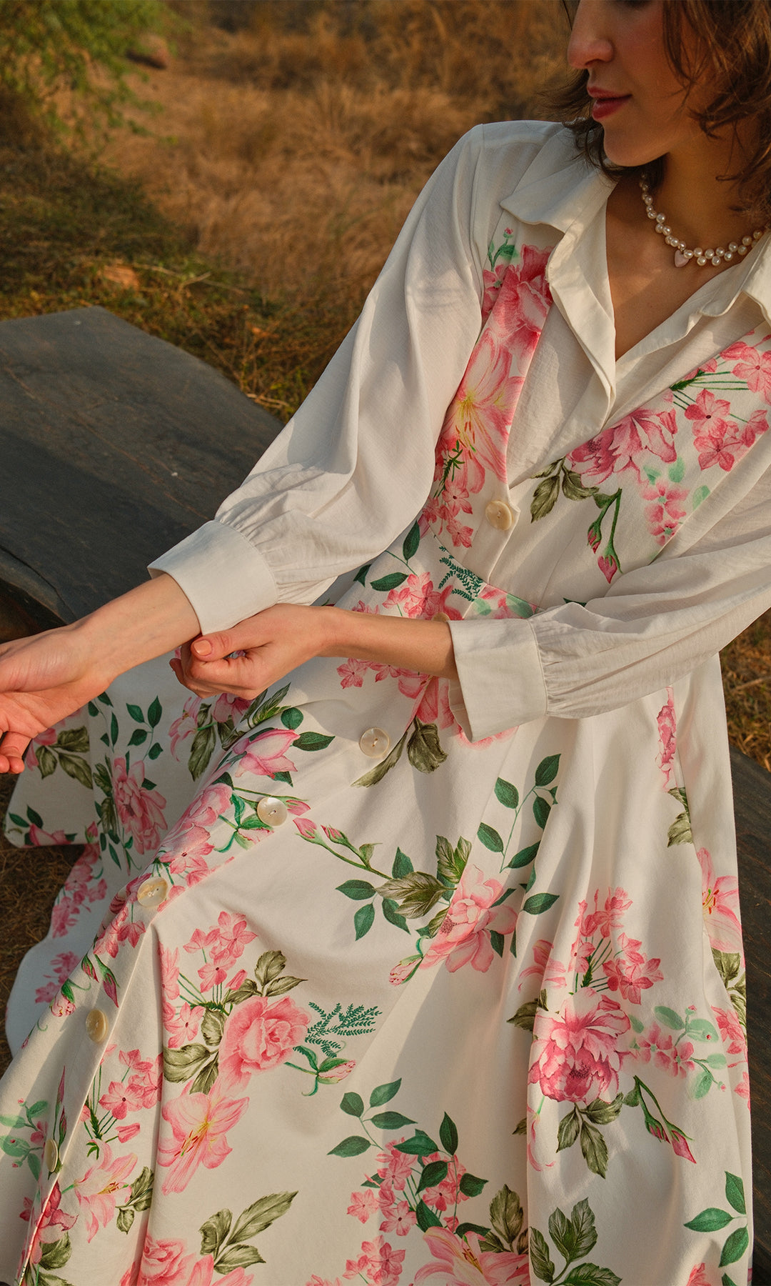 Sofia- Twill dress with digitally printed shirt