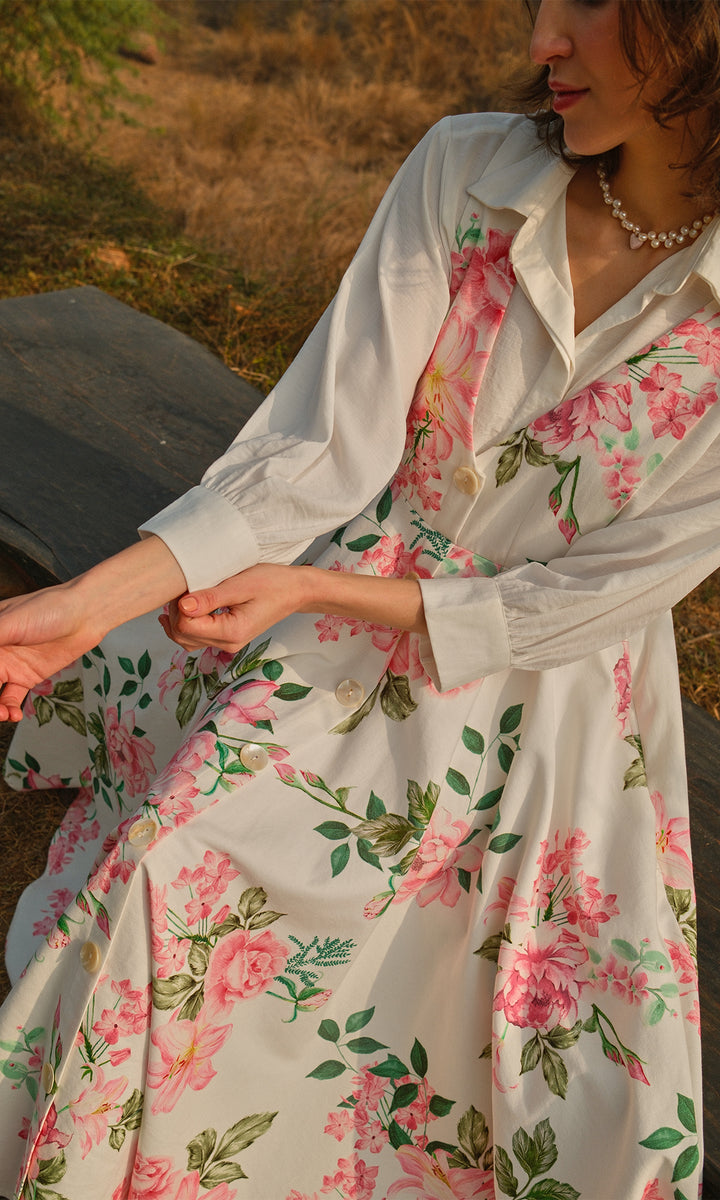 Sofia- Twill dress with digitally printed shirt