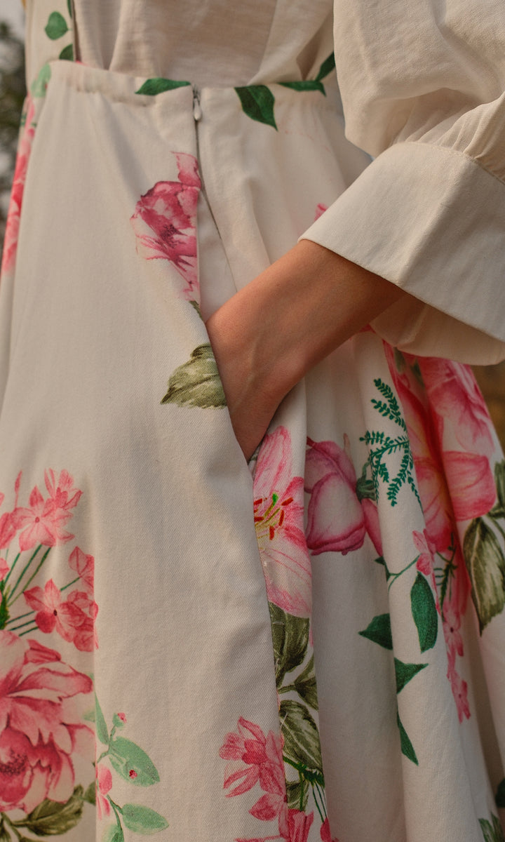 Sofia- Twill dress with digitally printed shirt