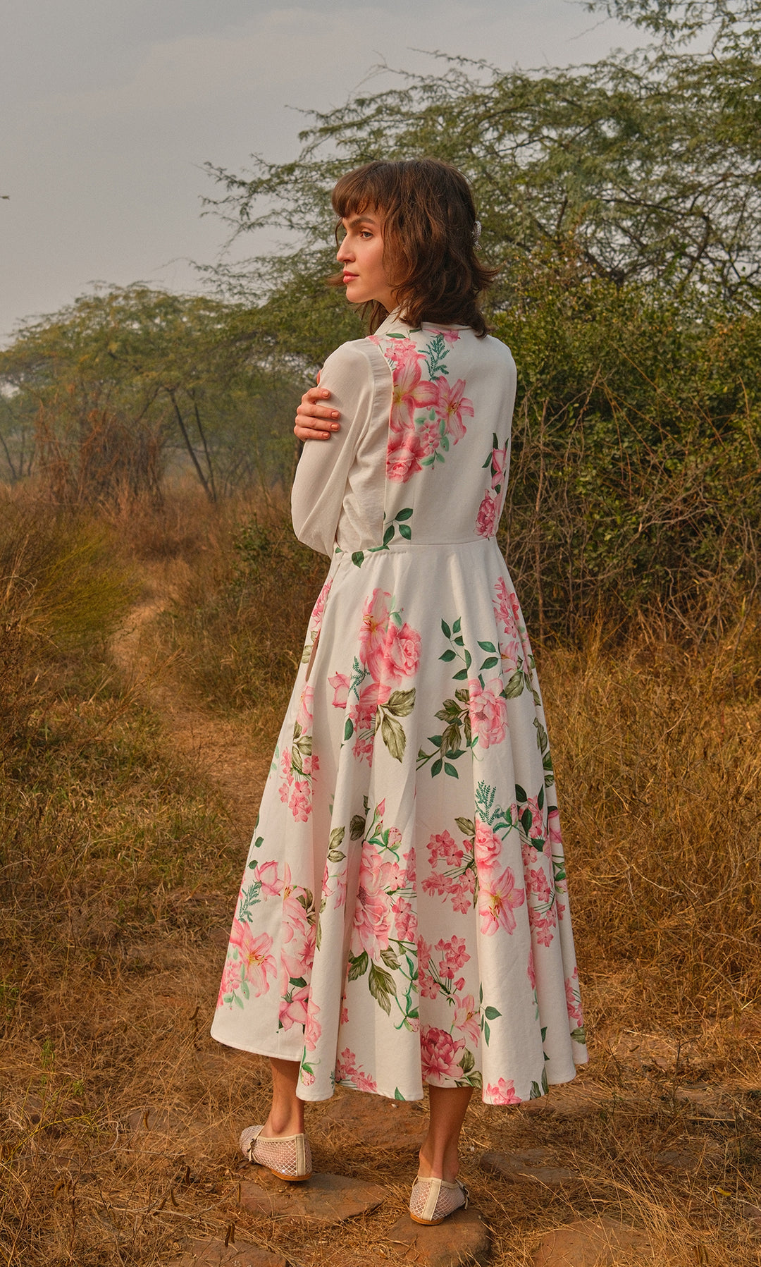 Sofia- Twill dress with digitally printed shirt