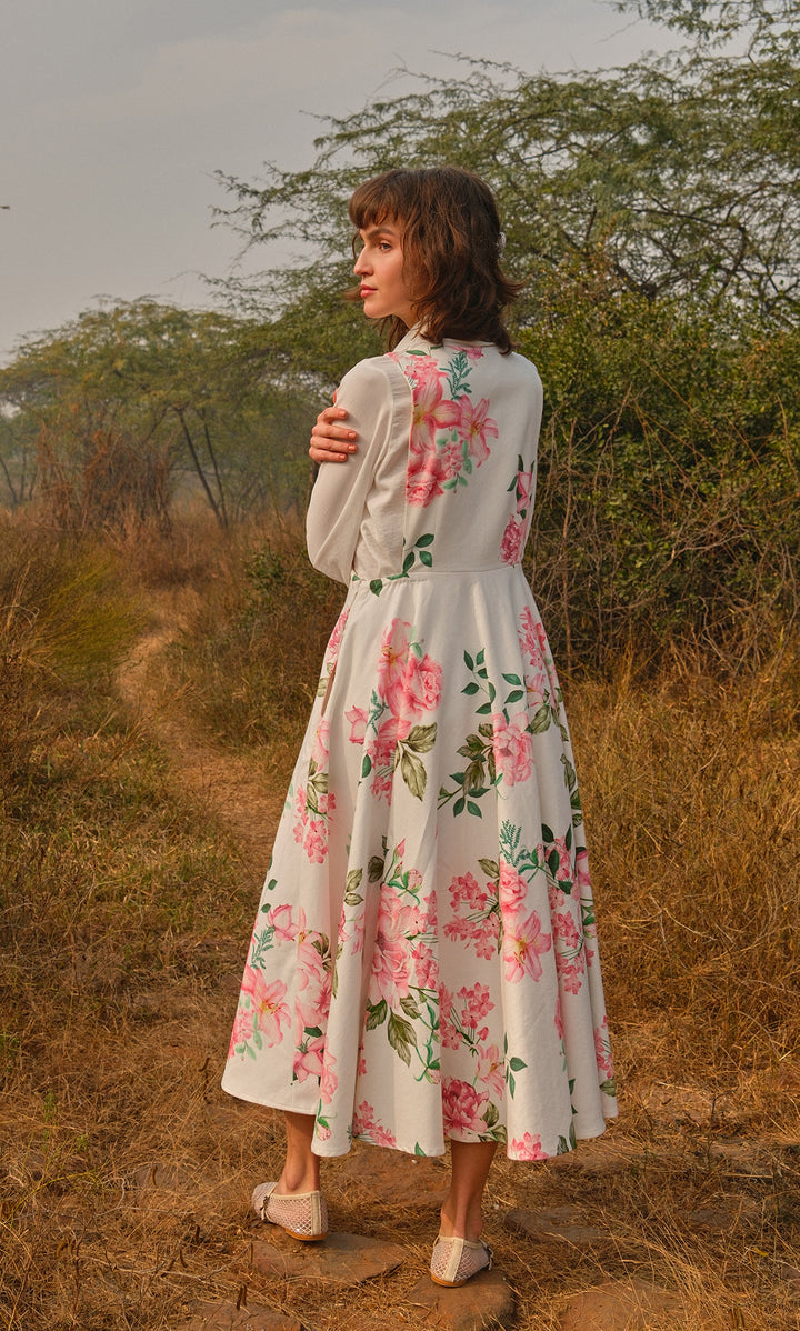 Sofia- Twill dress with digitally printed shirt