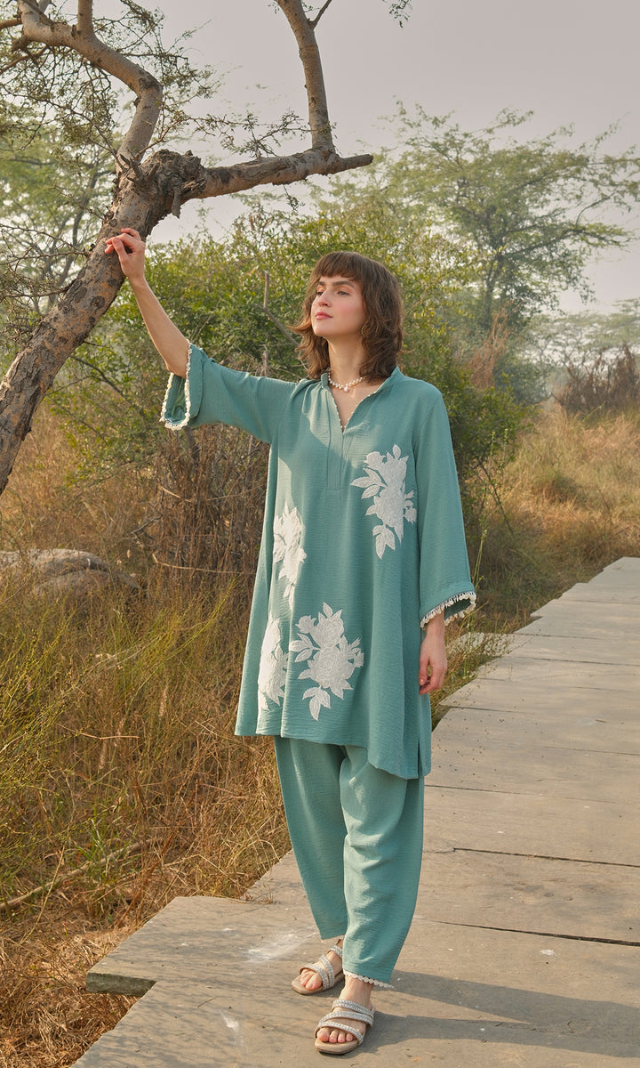 Alba Set- Moss Cotton Patchwork Co-ord Set (set of 2)