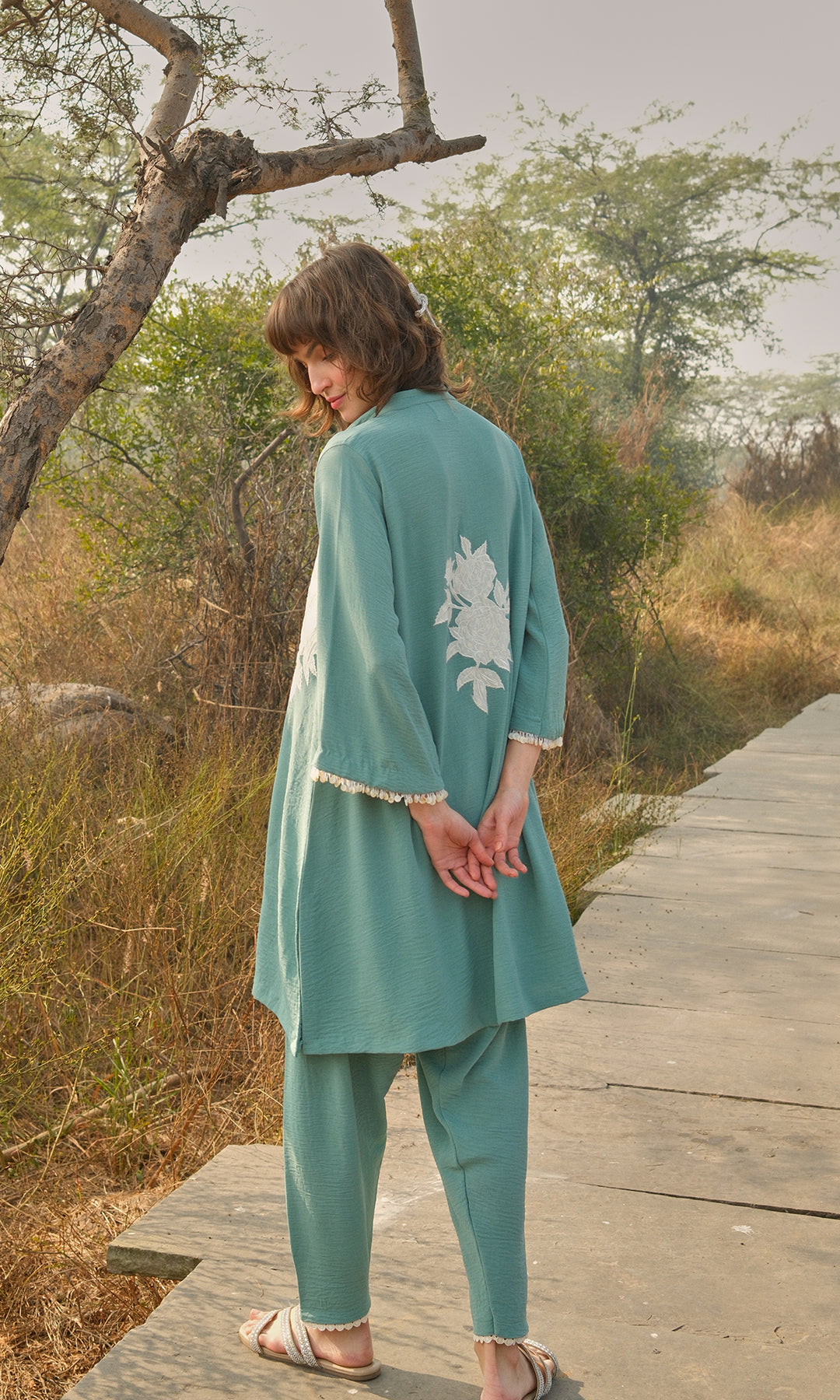 Alba Set- Moss Cotton Patchwork Co-ord Set (set of 2)