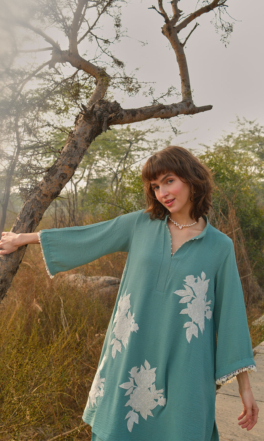 Alba Set- Moss Cotton Patchwork Co-ord Set (set of 2)