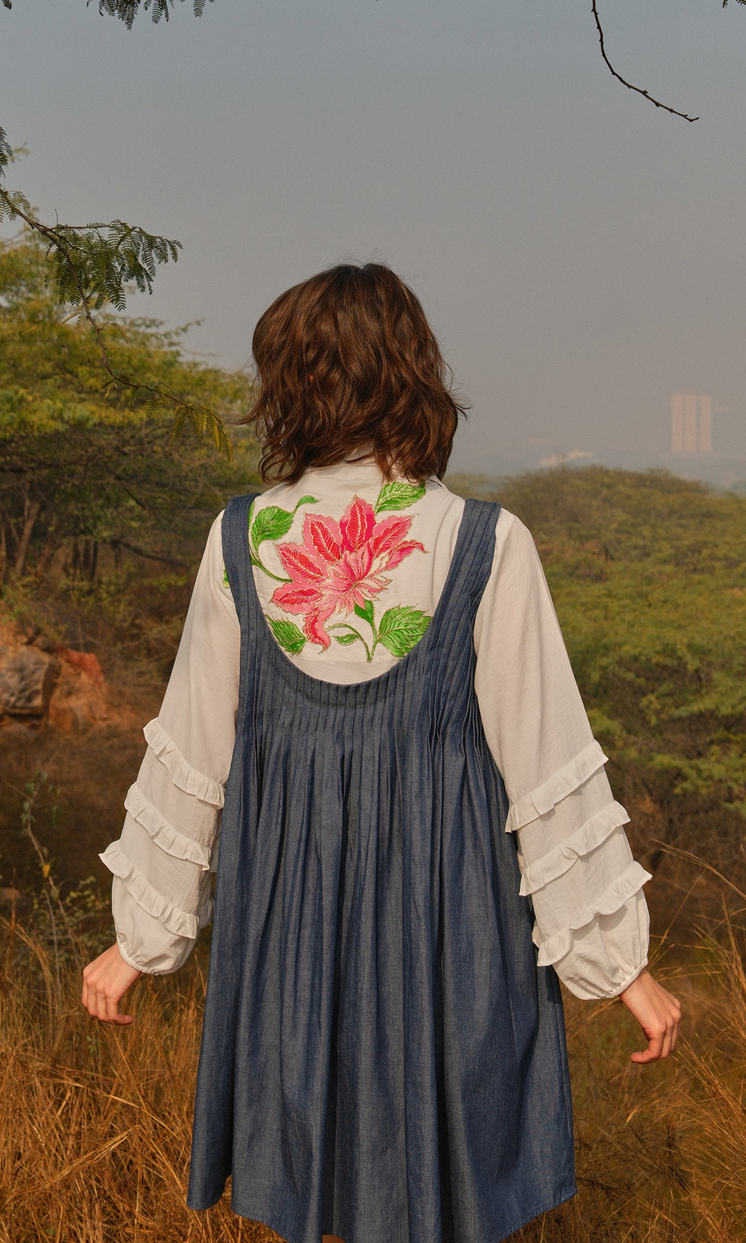 Bianca- Denim dress with a Patchwork shirt