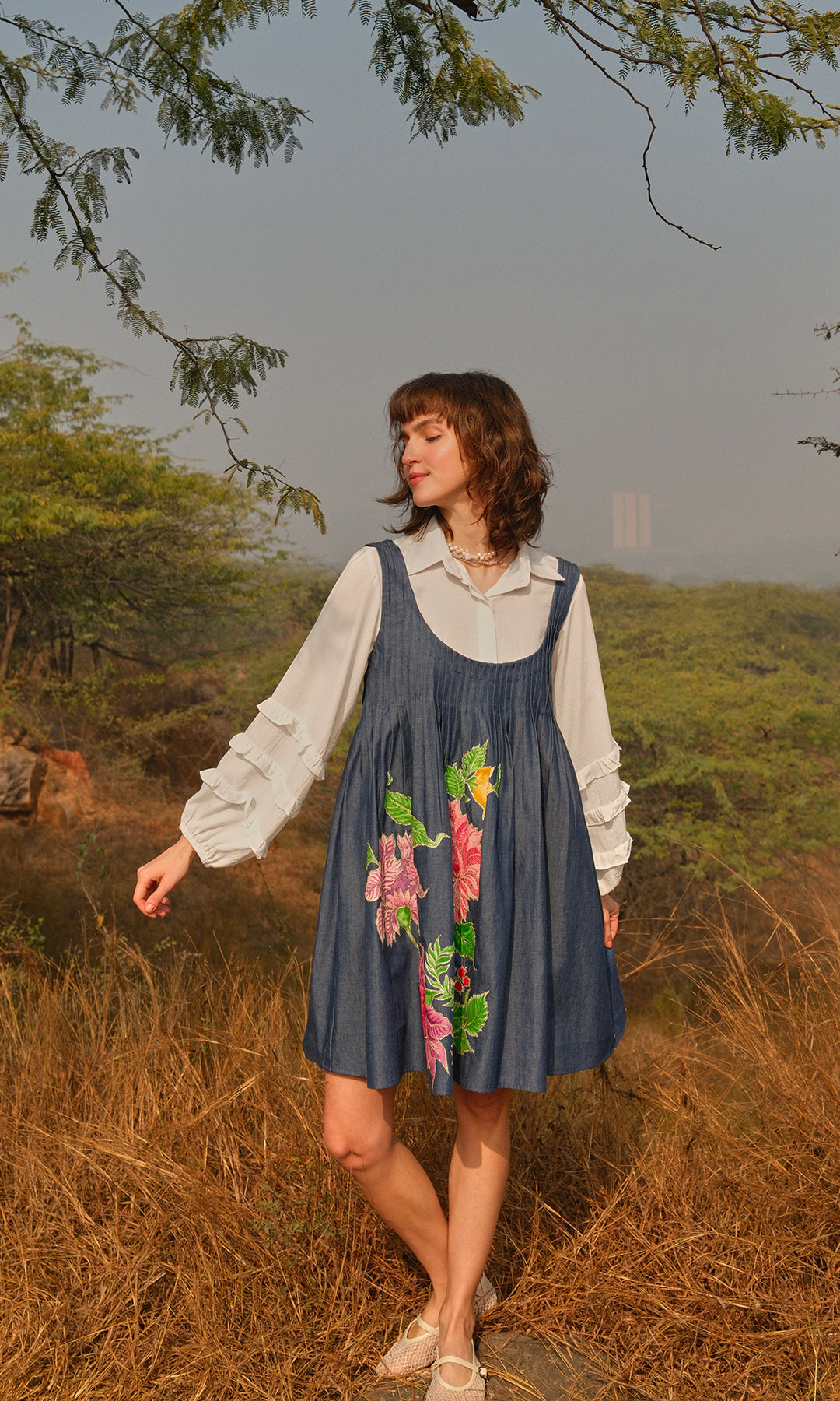 Bianca- Denim dress with a Patchwork shirt