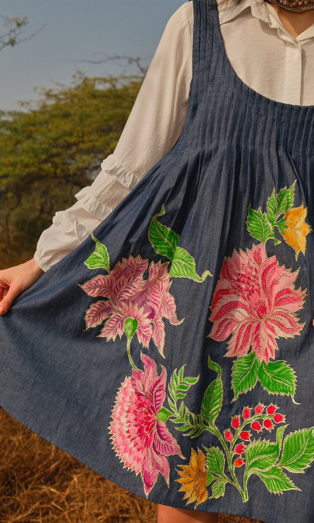 Bianca- Denim dress with a Patchwork shirt