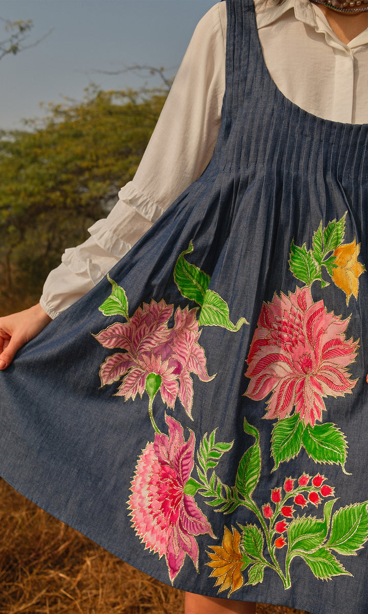 Bianca- Denim dress with a Patchwork shirt