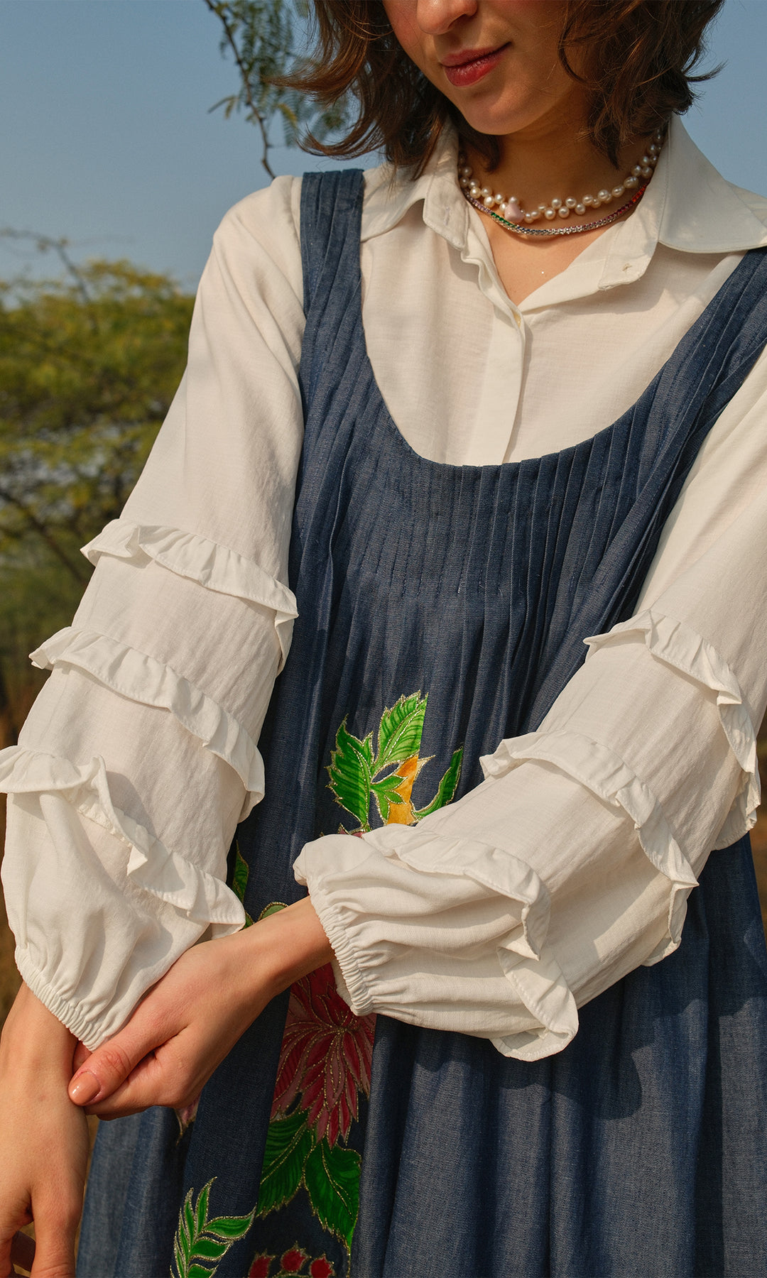 Bianca- Denim dress with a Patchwork shirt